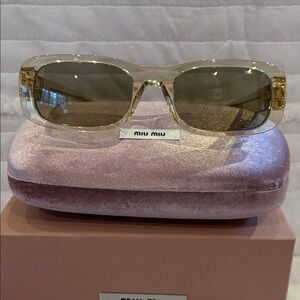 Miu Miu Transparent Sunglasses with Gold Lenses Brand New Authentic